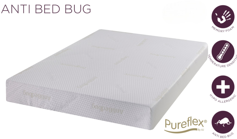 PureFlex Anti Bed Bug Memory Mattress with memory foam and hypoallergenic Reflex base