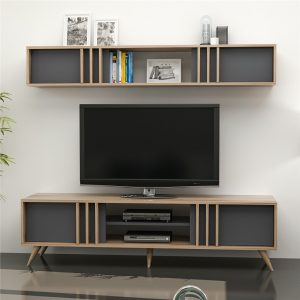 Large-Modern-Retro-TV-Cabinet-Wall-Unit-Finished-in-Anthracite-Grey-296564642620 – product image