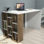Modern-Computer-Desk-Study-Table-With-Bookshelves-Finished-in-Walnut-297346463090 – product image