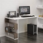 Limber Modern Walnut Computer Desk with Bookshelves – 120cm