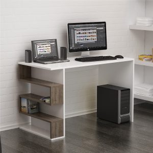 Limber Modern Walnut Computer Desk with Bookshelves – 120cm