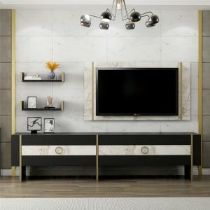 Large-Modern-Marble-Pattern-TV-Cabinet-with-Back-Panel-Wall-Shelfs-BlackGold-296535496722 – product image