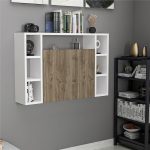Omega-Wall-Mounted-Folding-Desk-With-Integrated-Bookcase-White-Walnut-297372647142-2 – product image