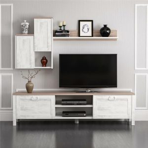 White-TV-Cabinet-With-Floating-ShelfWall-Unit-296564641973 – product image