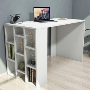 Modern-Computer-Desk-Study-Table-With-Bookshelves-Finished-in-White-297346482204 – product image