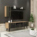 Monity-Black-and-Gold-TV-Cabinet-With-Floating-Shelf-Wall-Unit-296564642314-5 – product image