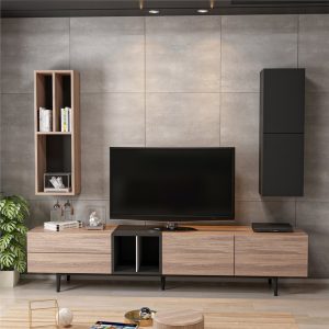 Diany-Large-TV-Cabinet-With-Floating-ShelvesWall-Unit-Bookcase-Wallnut-296564645065 – product image