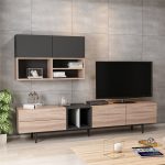 Diany-Large-TV-Cabinet-With-Floating-ShelvesWall-Unit-Bookcase-Wallnut-296564645065-4 – product image