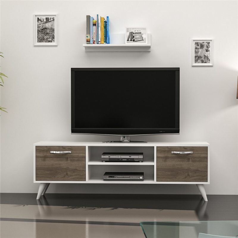 Horus-TV-Stand-Cabinet-120cm-Finished-in-White-Walnut-With-Floating-Shelve-296985481336 – product image