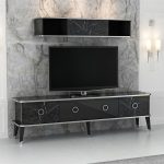 Large-Modern-Marble-Pattern-TV-Cabinet-with-Wall-Unit-Finished-in-BlackSilver-296564647916-2 – product image