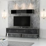 Large-Modern-Marble-Pattern-TV-Cabinet-with-Wall-Unit-Finished-in-BlackSilver-296564647916-4 – product image