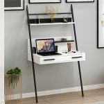 Hang-Wall-Mounted-Home-Office-Study-Desk-With-Floating-Shelve-White-Black-297229768767 – product image