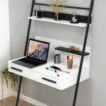 Hang-Wall-Mounted-Home-Office-Study-Desk-With-Floating-Shelve-White-Black-297229768767-5 – product image