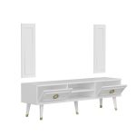 Modern-TV-Stand-150cm-High-Gloss-White-Gold-With-2-Wall-Panels-296985295387-5 – product image