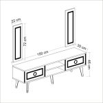 Modern-TV-Stand-150cm-High-Gloss-White-Gold-With-2-Wall-Panels-296985295387-6 – product image