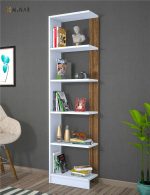 Pupis-Space-saving-Shelf-Bookcase-Walnut-and-White-296661507278 – product image