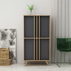 Retro-Modern-Tall-SideboardCabinet-Finished-in-Anthracite-Grey-296535229898 – product image